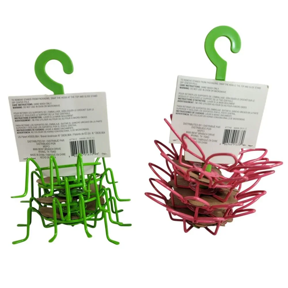 Celebrate It Cupcake Stands Pink Green 4 PCS Lot of 2 Flowers Spring Easter NEW